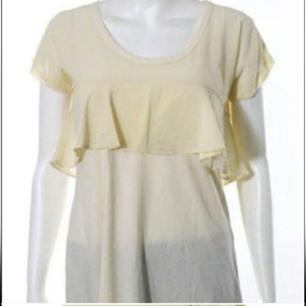 Clu Yellow Short Sleeved Ruffle Top